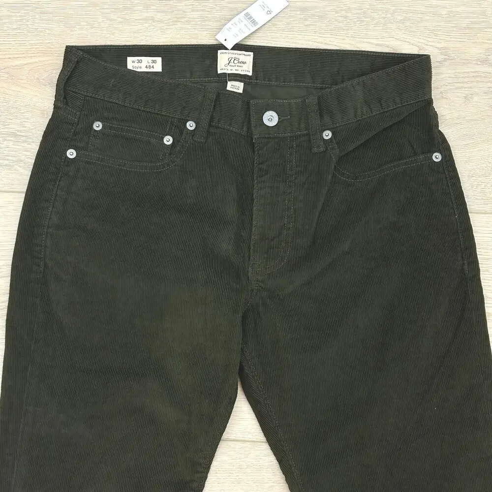 J.Crew 484 Slim-fit corduroy pants Dark olive brown  Size men’s 30 x 30 NWT